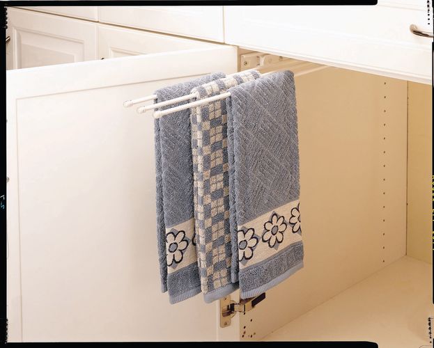 Rev-A-Shelf 563-47 C Chrome Base Cabinet 563 Series 3 Prong Towel Bar with 12 Slides