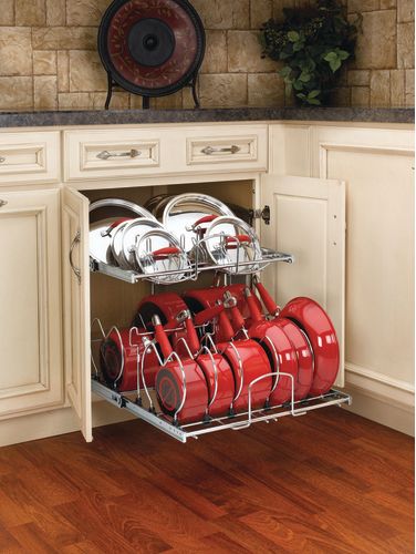 Rev-A-Shelf 5CW2-2122-CR Chrome Base Cabinet 5CW2 Series 21 Two-Tier Pull Out Cookware Organizer
